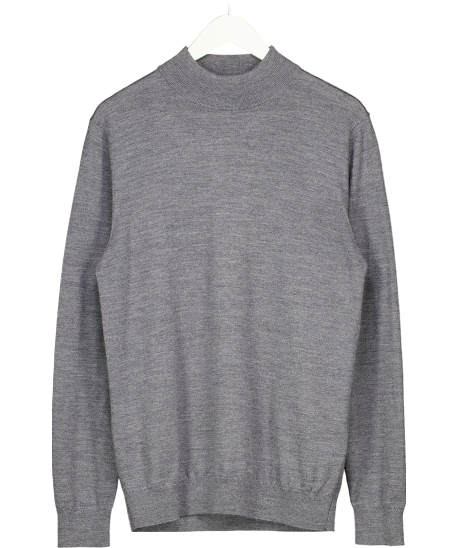 REISS Grey Kelby Merino Wool Turtleneck Sweater UK M