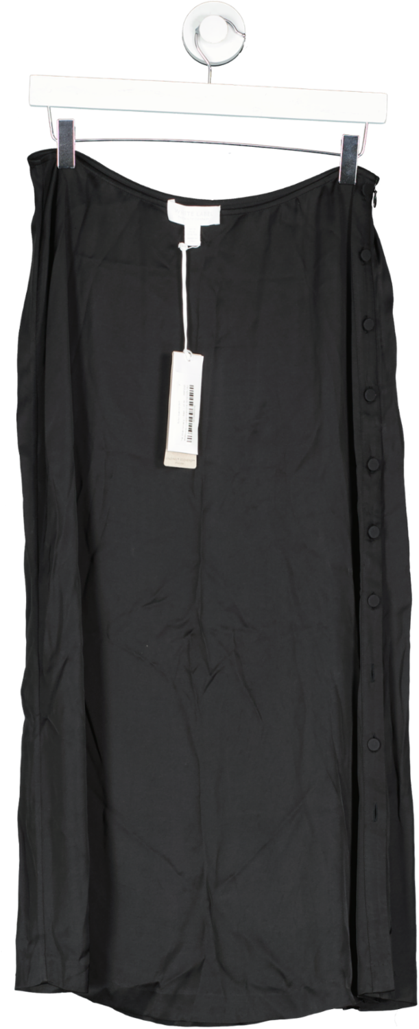 The White Company Black Button Side Midi Skirt UK 10