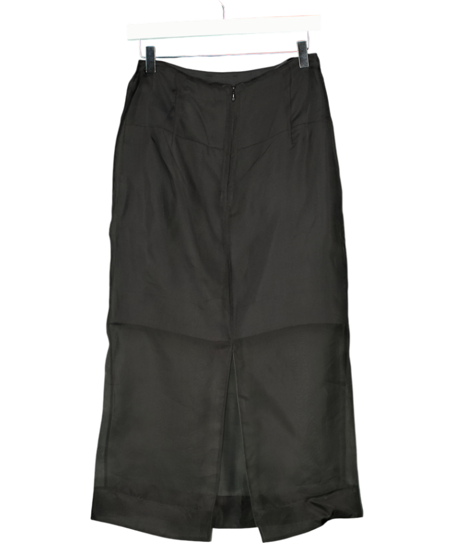 M&S Autograph Black Organza Silk Column Skirt UK 8