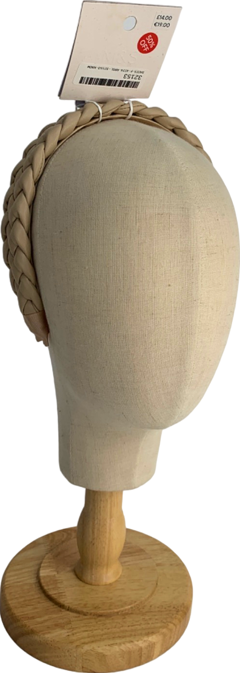 M&S Beige Faux leather Braided Headband One Size