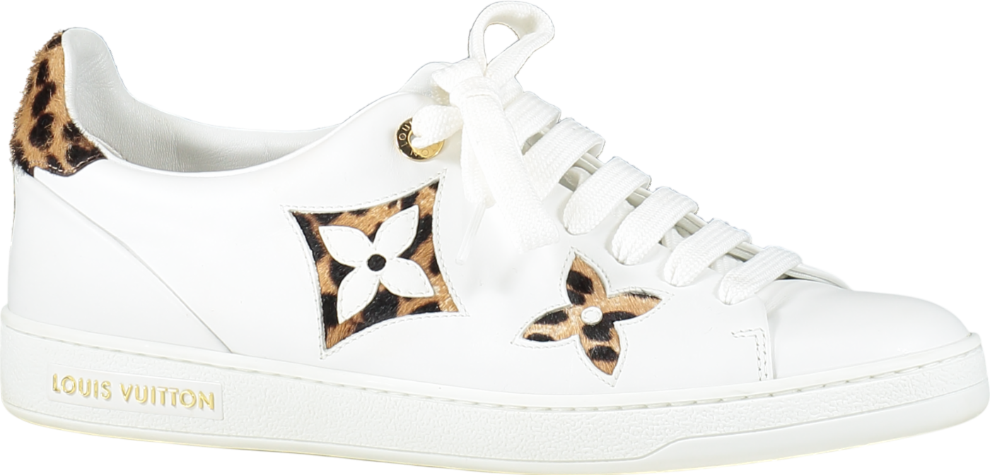 Louis Vuitton White Calfskin Calf Hair Monogram Giant Jungle Frontrow Trainers UK 2.5 EU 35.5 👠
