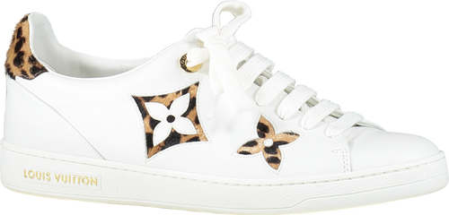 Louis Vuitton White Calfskin Calf Hair Monogram Giant Jungle Frontrow Trainers UK 2.5 EU 35.5 👠