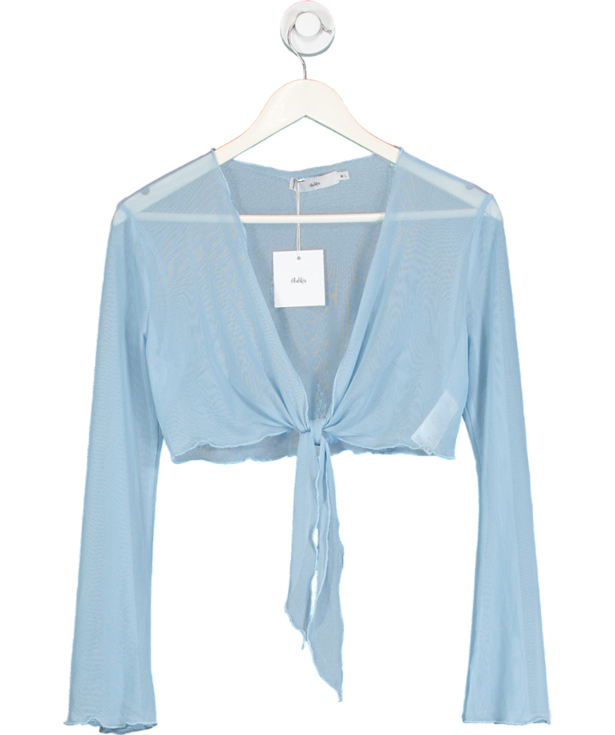 Adika Blue Sheer Tie Front Top UK M/L
