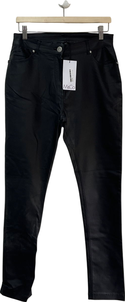 M&Co Black Coated Slim Leg Jeans UK 12