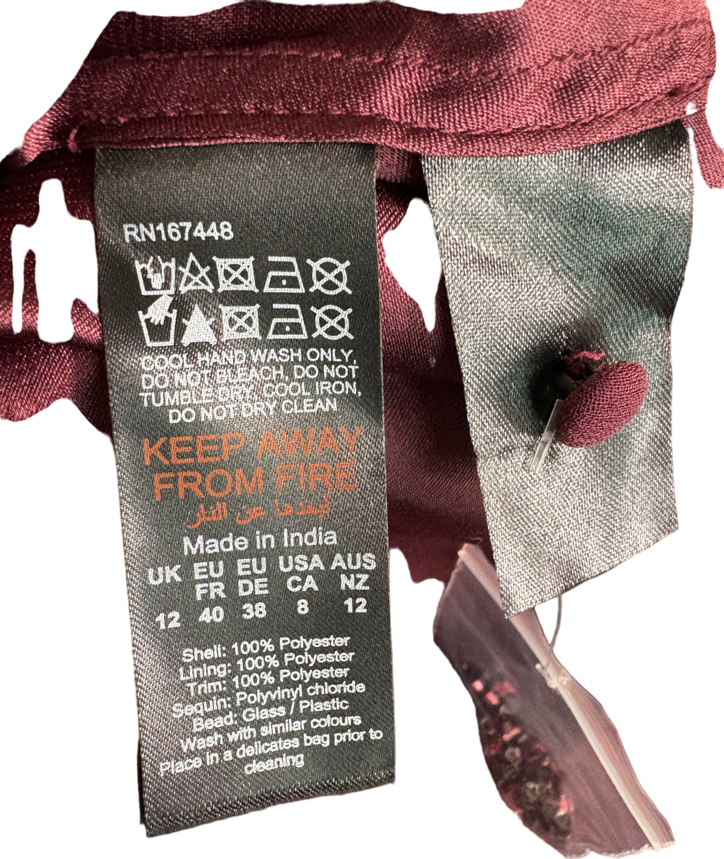 Karen Millen Crystal Embellished Applique Woven Maxi Dress UK 12