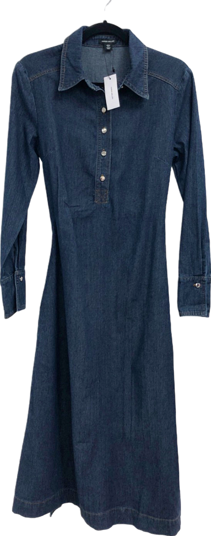 Karen Millen Denim Blue Long Sleeve Midi Dress UK 10