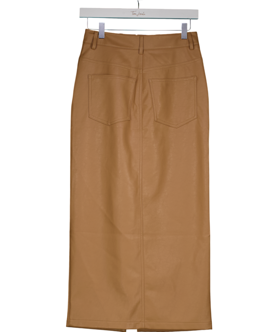 Karen Millen Brown Faux Leather Midi Pencil Skirt UK 6
