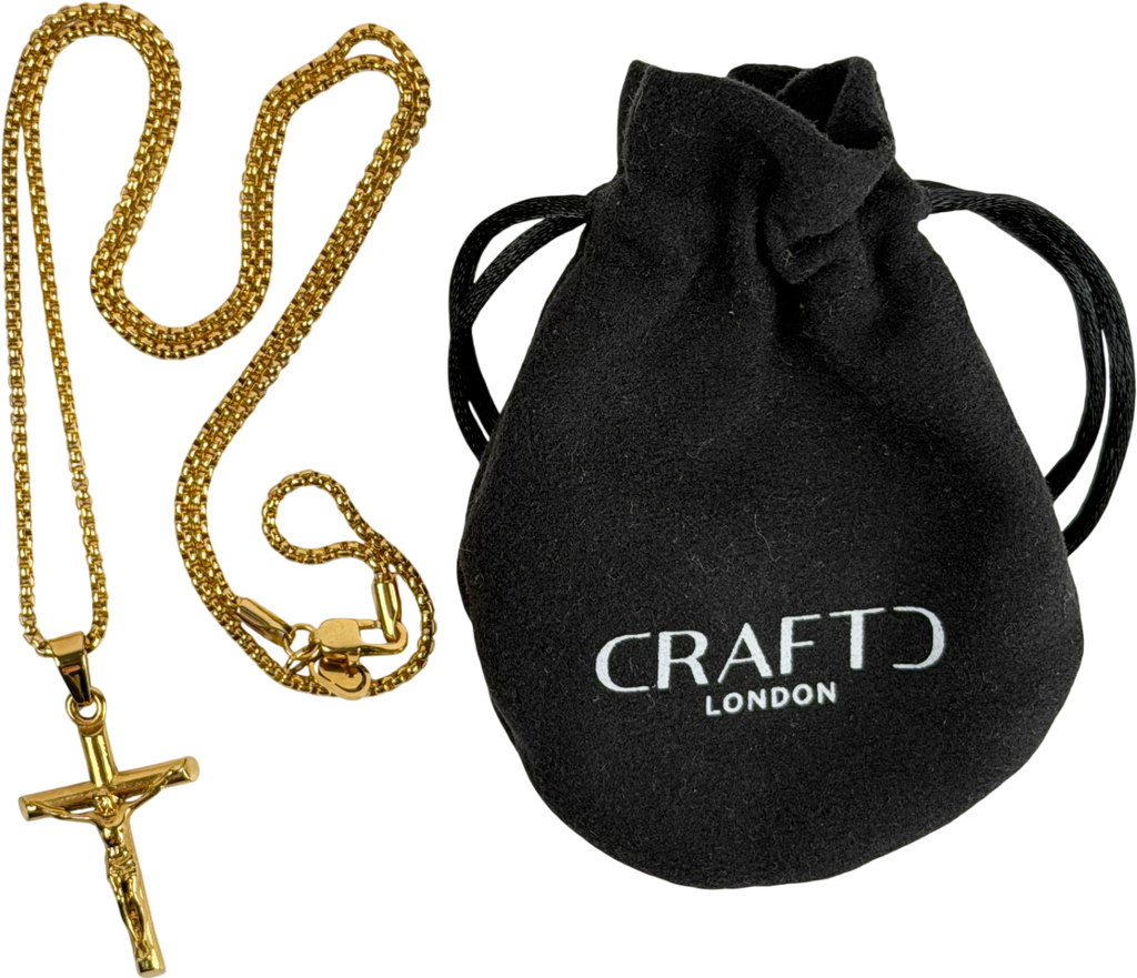 CRAFTD LONDON 18k yellow gold plated 'a Symbol Of Faith' Crucifix Pendant Chain