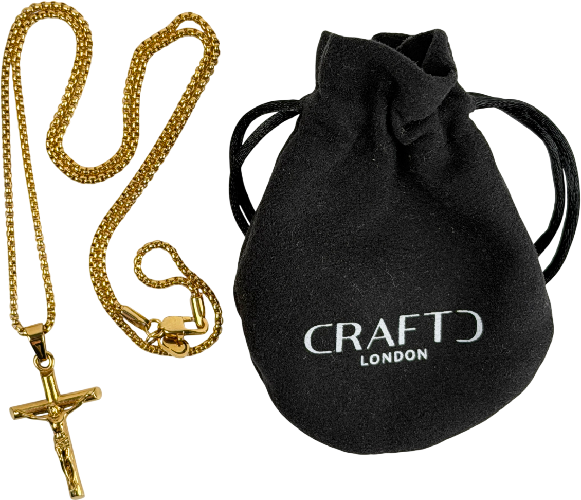 CRAFTD LONDON 18k yellow gold plated 'a Symbol Of Faith' Crucifix Pendant Chain