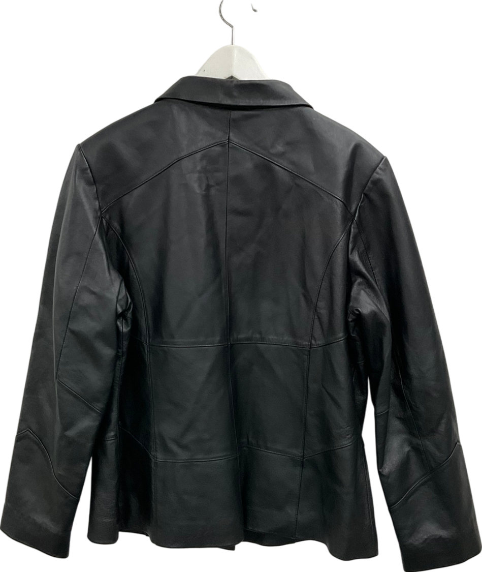 Milan Black Single Breasted Leather Jacket UK 18