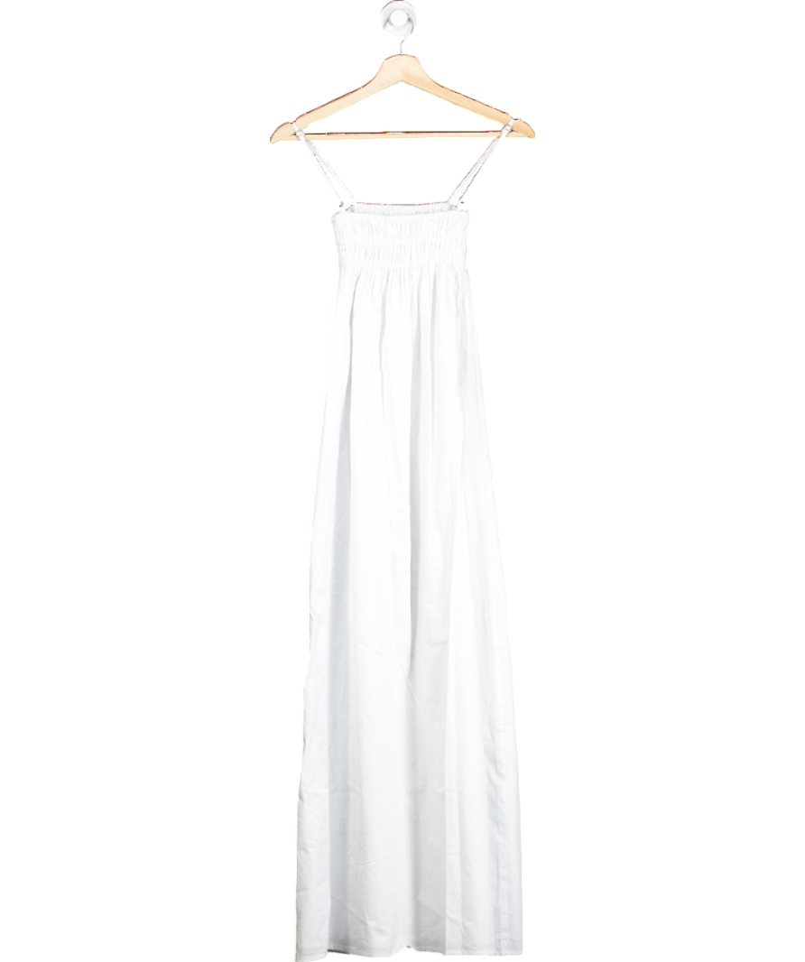 BOA White Ruched Cotton Maxi Dress UK XS