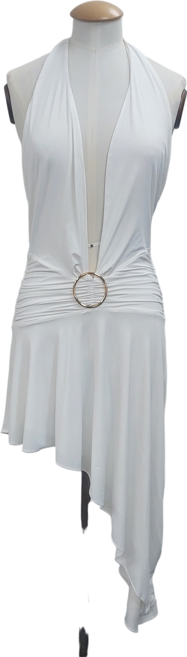 Mistress Rocks White Plunge Asymmetric Dress UK S