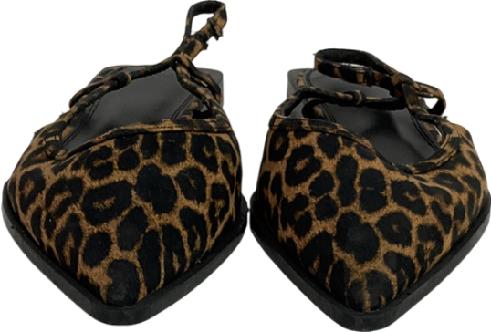 Bershka Brown Flat Slingbacks In Leopard Print UK 7 EU 40 👠