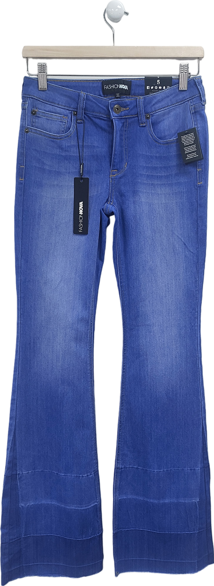 Fashion Nova Blue Janis Super Soft Low Rise Flare Jeans UK S