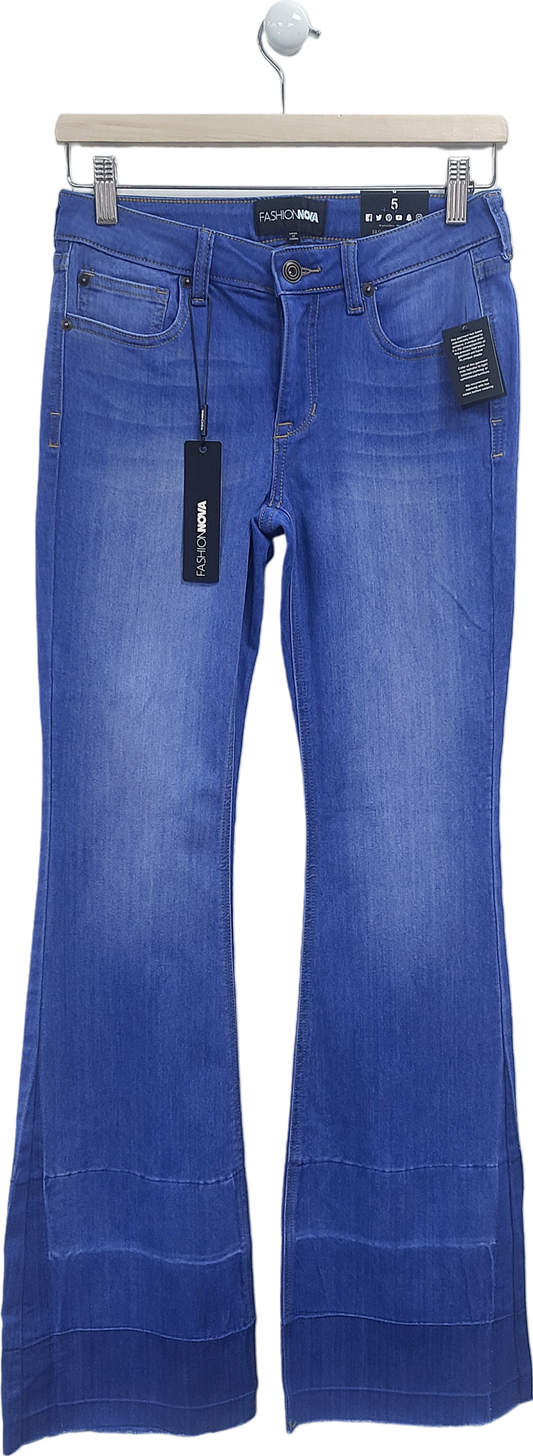 Fashion Nova Blue Janis Super Soft Low Rise Flare Jeans UK S