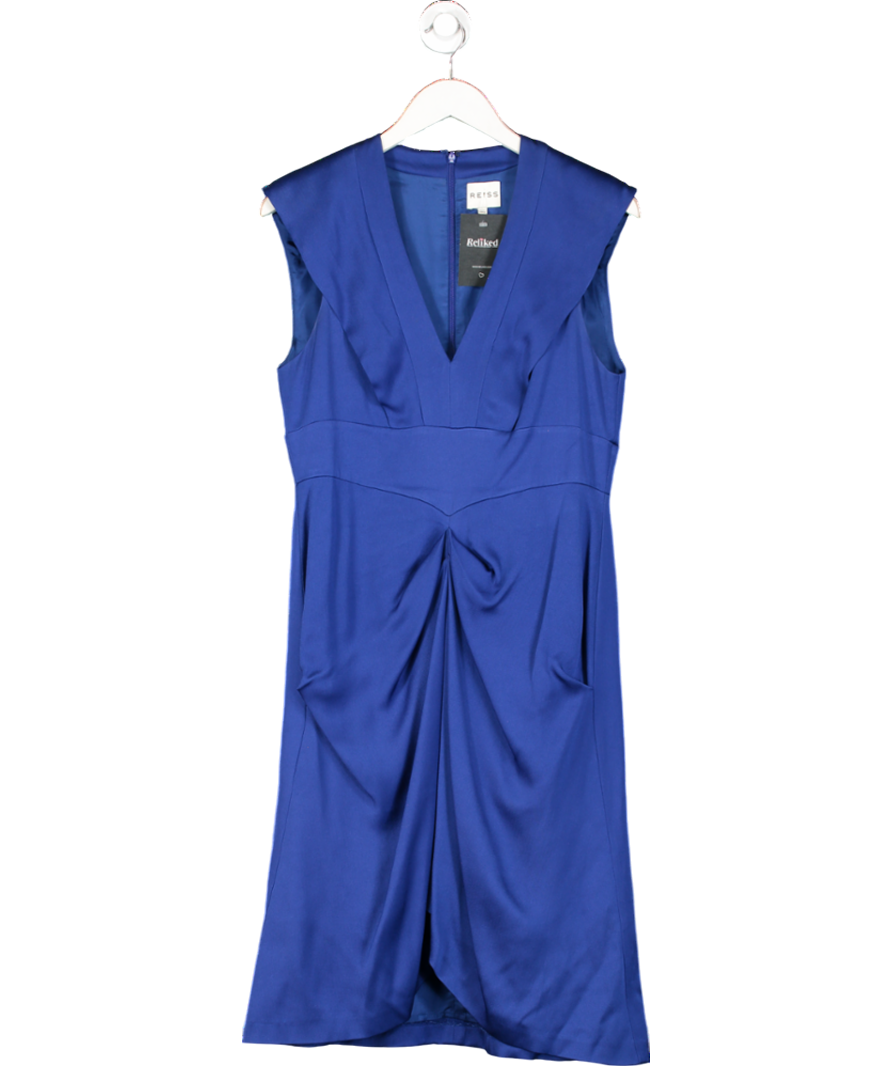 REISS Cobalt Blue Drape Front Shift Dress UK 12