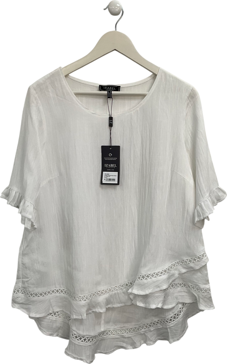 Izabel London White Half Sleeve Layered Hem High Low Blouse UK 10