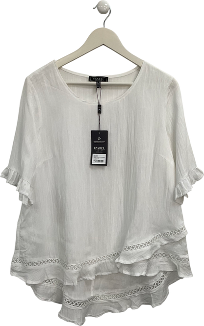 Izabel London White Half Sleeve Layered Hem High Low Blouse UK 10