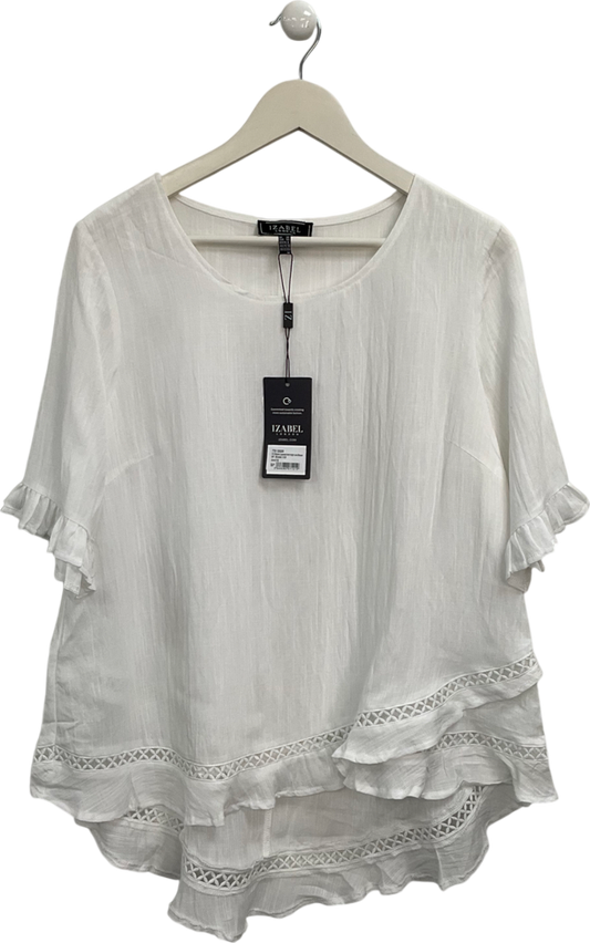 Izabel London White Half Sleeve Layered Hem High Low Blouse UK 10