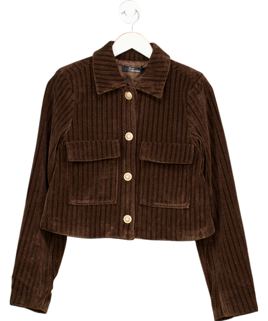 V by Very The Very Collection Cord Structured Cropped Blazer - Brown UK 8