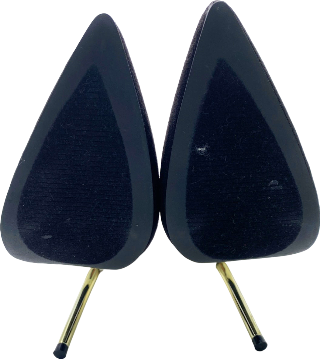 Fashion Nova Black Metallic Heel Pointed Toe Court Shoes UK 4