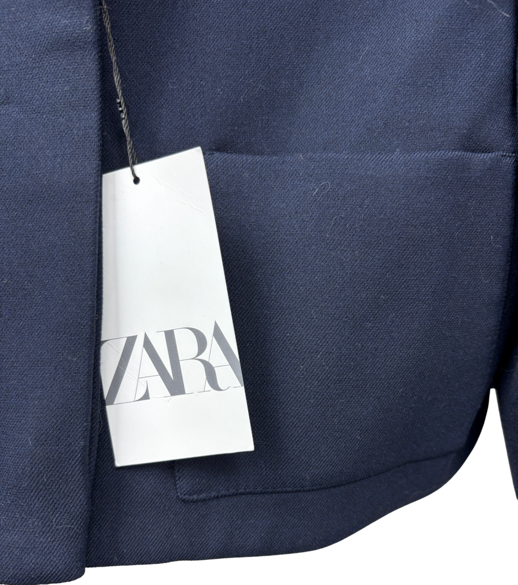 ZARA Blue Cropped Boxy Blazer UK M