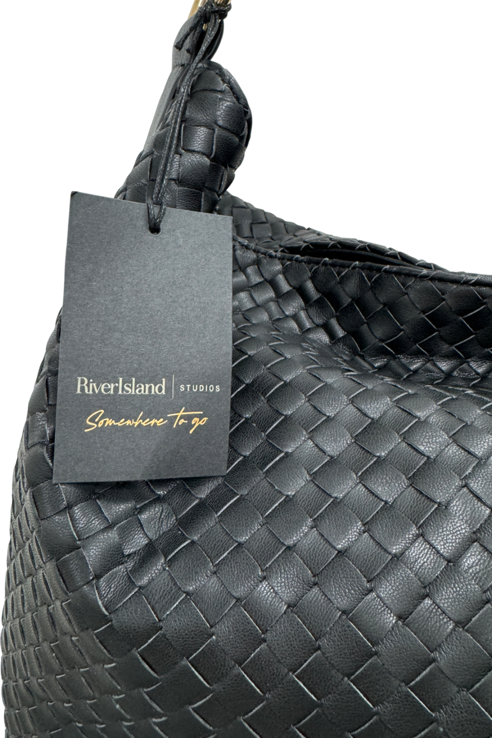 River Island Black Large Woven Ring Detail Handbag