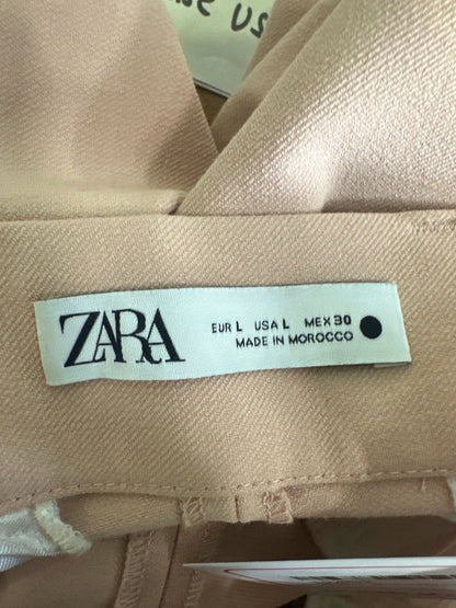 Zara Beige High-Waisted Wide Leg Trousers UK L