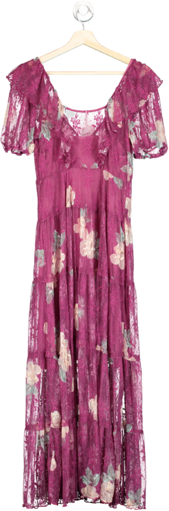 Free People Misty Plum Lace Maxi Dress XS