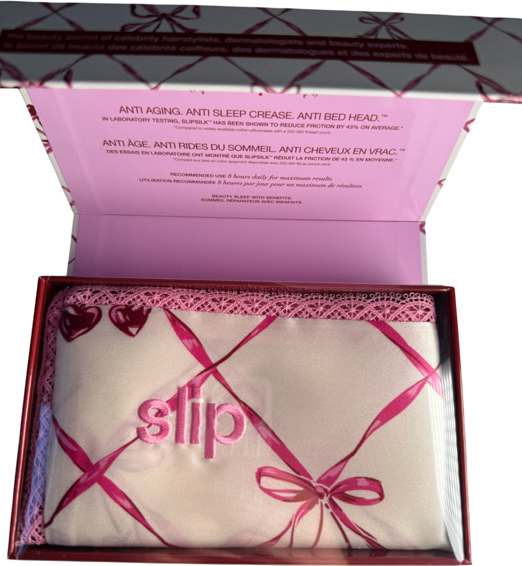 Slip White Pure Silk Lace Trim Queen Pillow