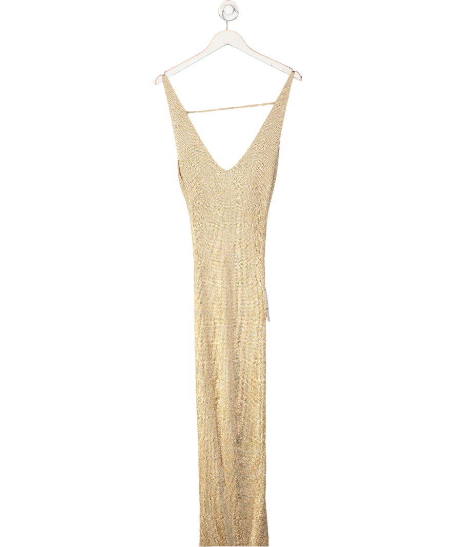 Bananhot Beige Sunny Sequin Knit Maxi Dress UK XS/S
