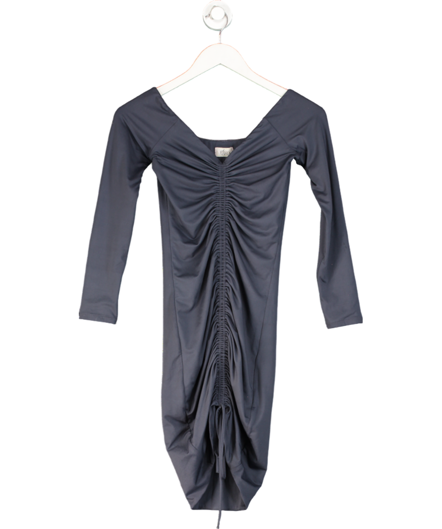 Oh Polly Grey Ruched Long Sleeve Mini Dress UK 8