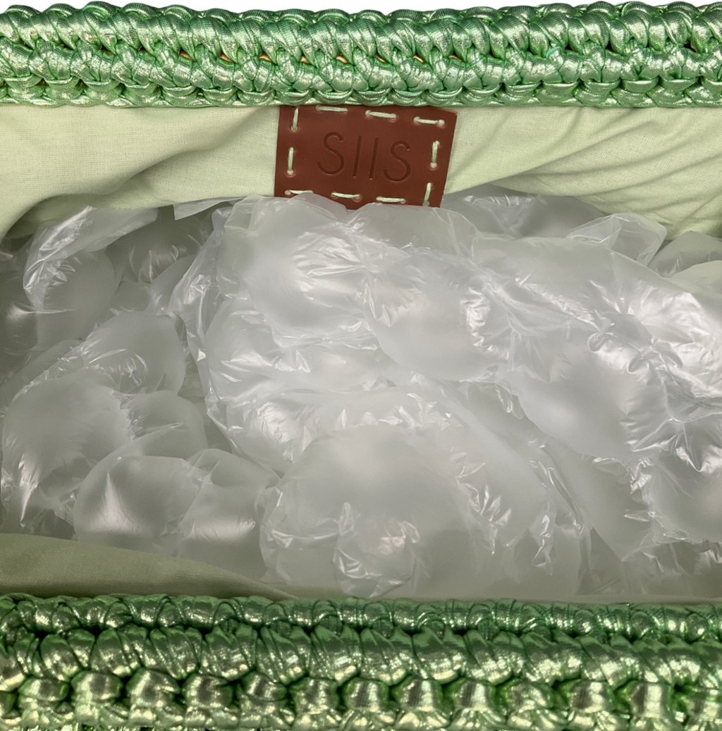 SIIS Metallic Handmade Raffia Woven Natural Clutch Bag One Size