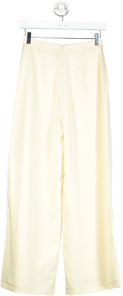 Sancia Cream High-Waisted Wide-Leg Trousers UK XS