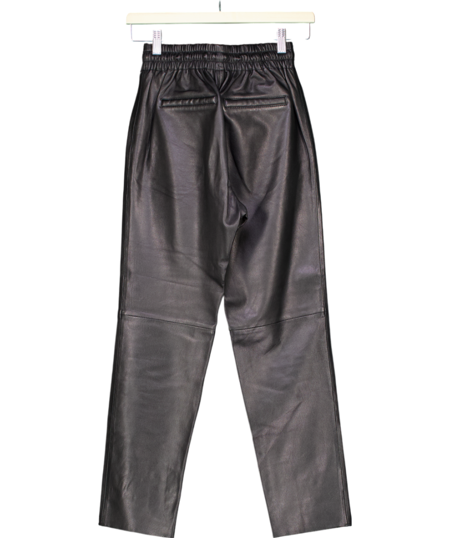 Oakwood Black Leather Drawstring Trousers UK XS