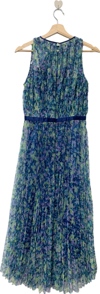 Coast Blue Floral Pleated Midi Dress UK Size 8