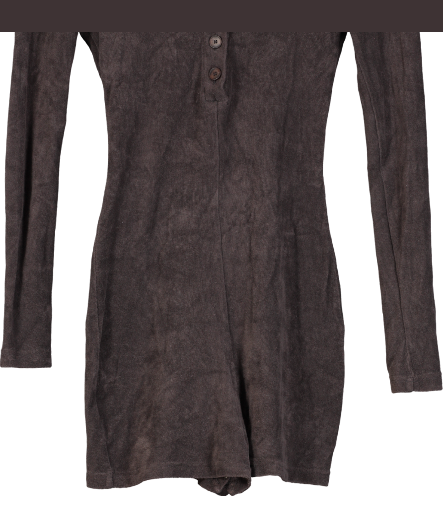 Peachy Den Grey Terry Long Sleeve Playsuit UK XS