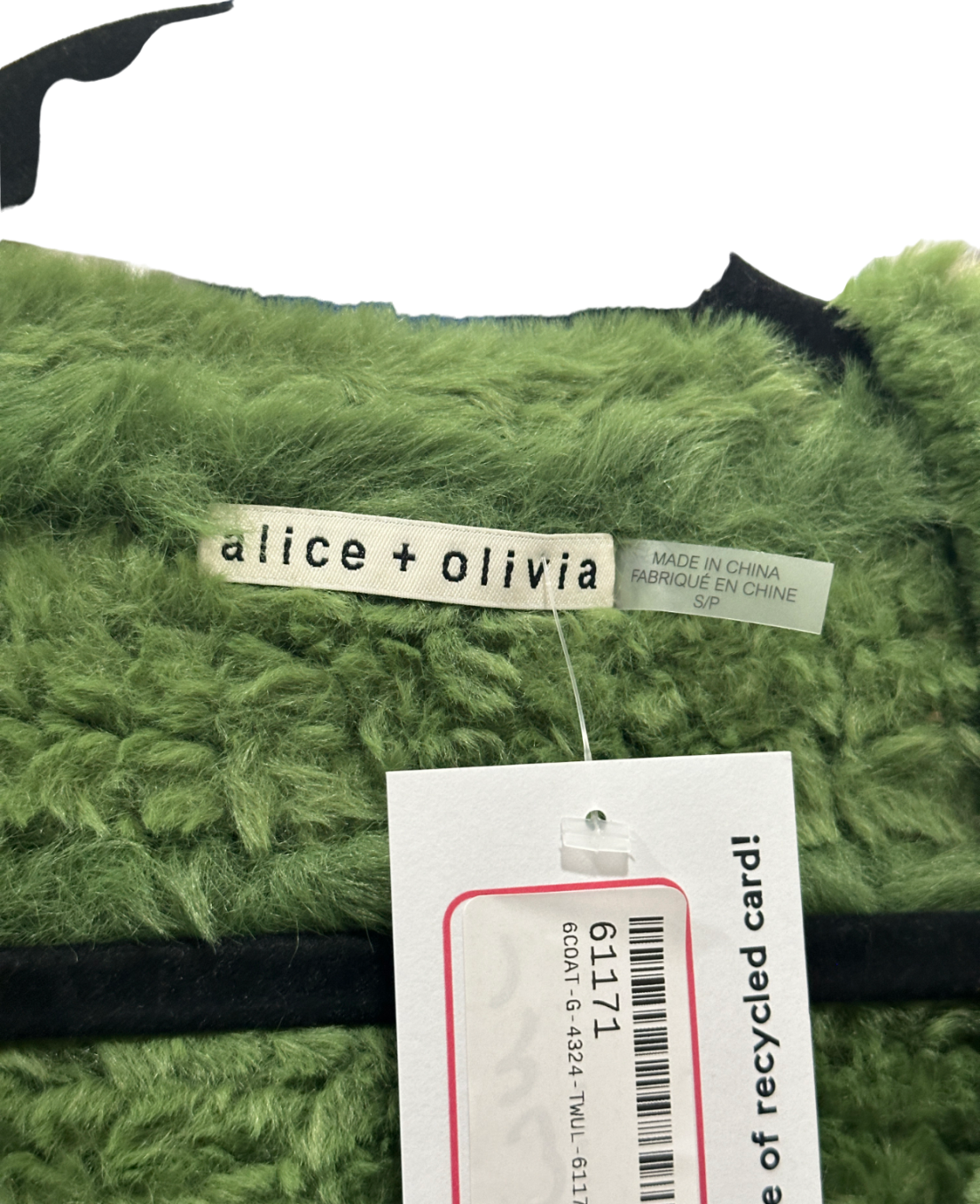 Alice + Olivia Green Faux Fur Jacket SP