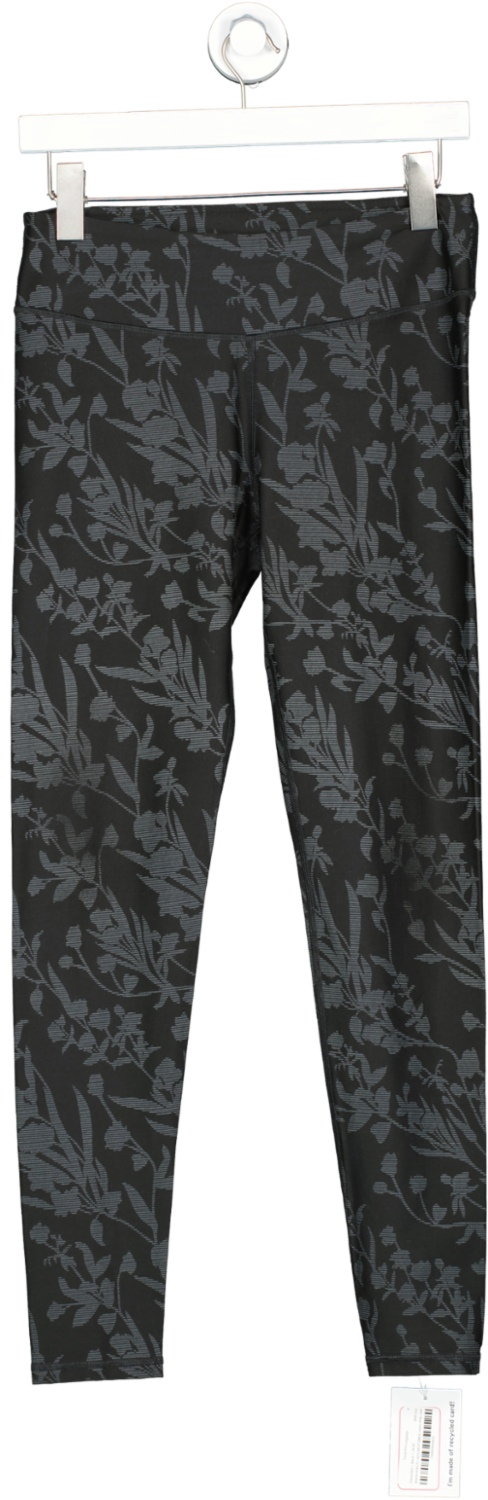 Black Floral Print Leggings UK M