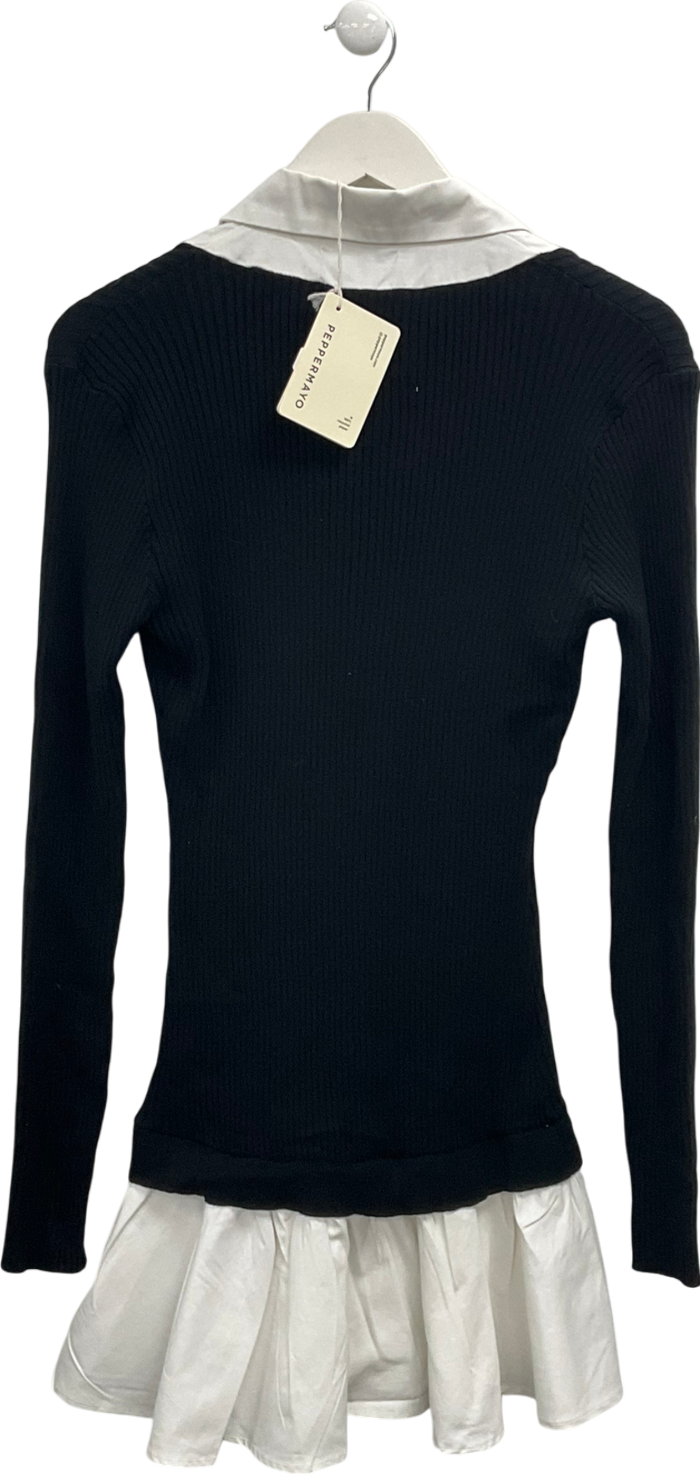 Pepper Mayo Black Somerville Knitted Shirt Dress UK M/L