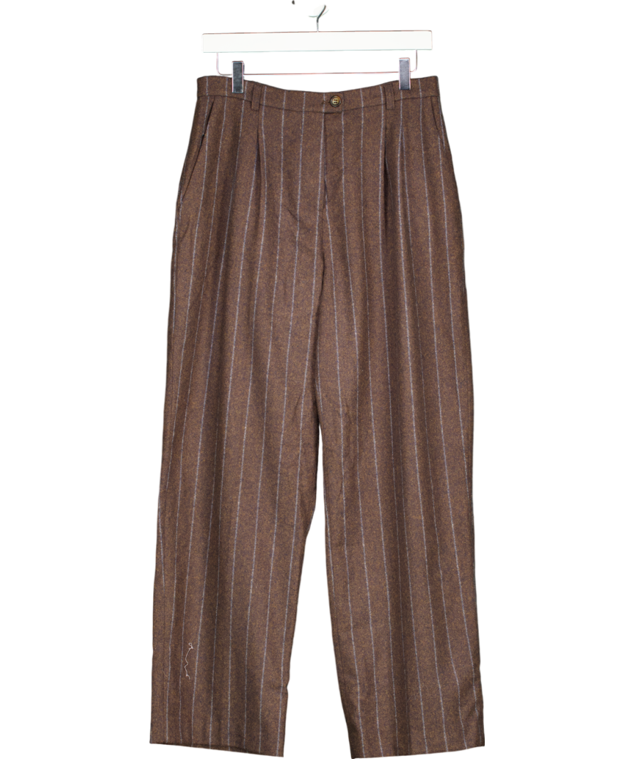 Rouje Brown Classic Straight Pants In Wool And Lace UK 14