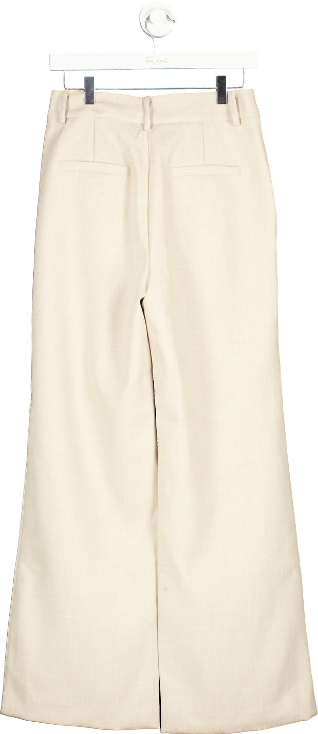 Meshki Natural Natalie Textured Wide Leg Trousers UK S