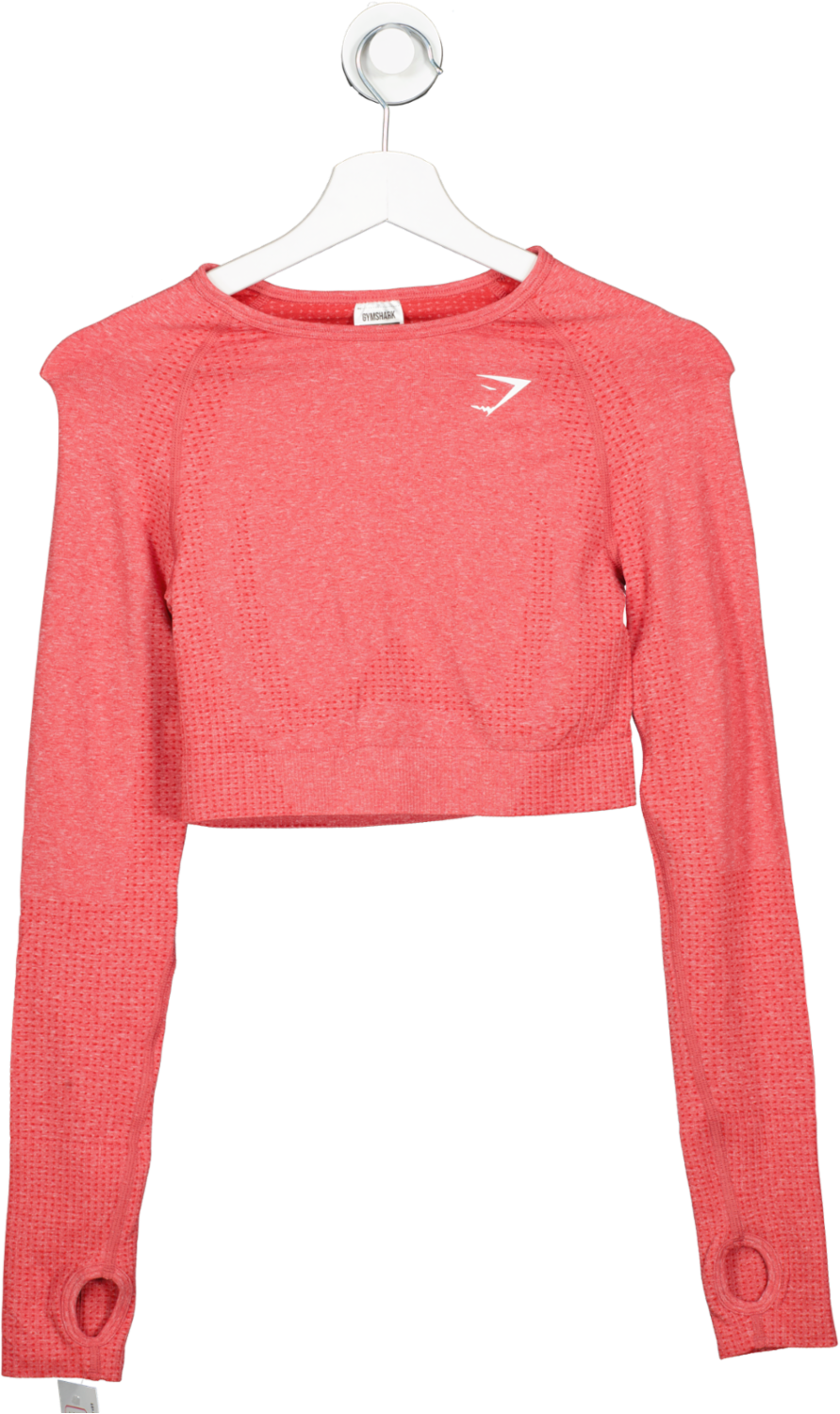 gymshark bright Red Training Long Sleeve Crop Top UK S