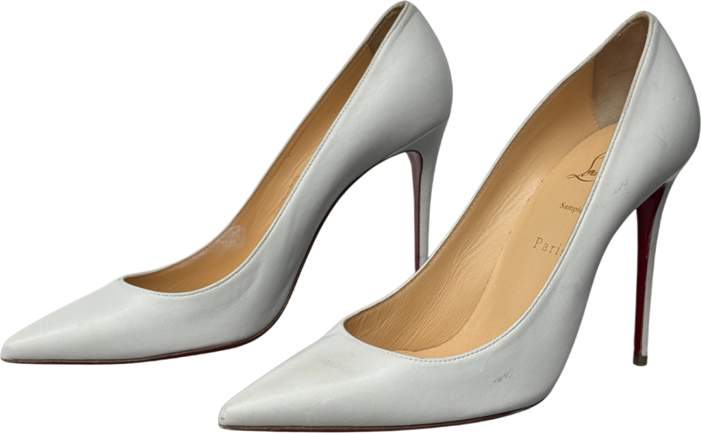 Christian Louboutin White Kate 100 Mm Pumps - Lamb Nappa Leather Shoes - Bianco UK 8 EU 41 👠