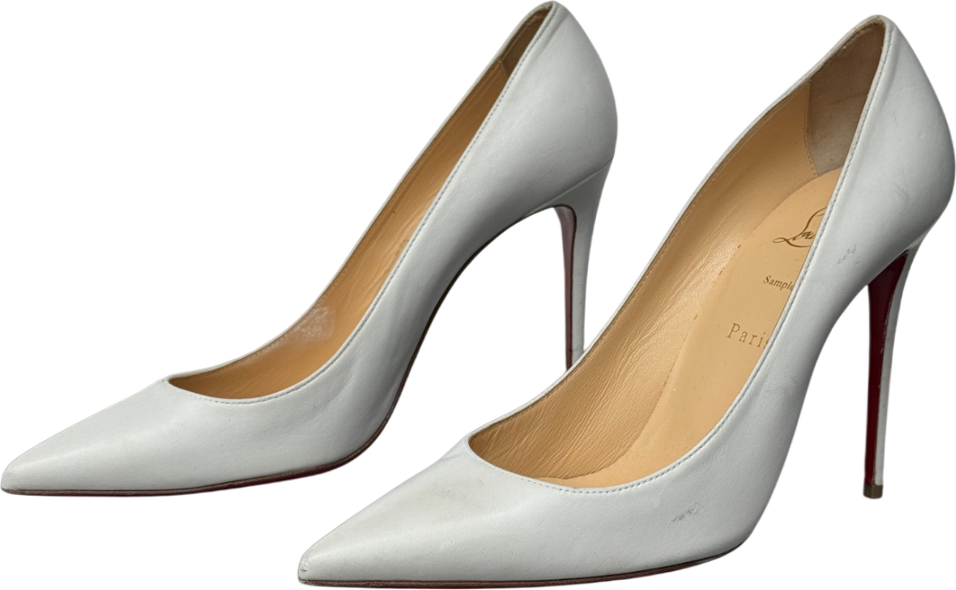 Christian Louboutin White Kate 100 Mm Pumps - Lamb Nappa Leather Shoes - Bianco UK 8 EU 41 👠