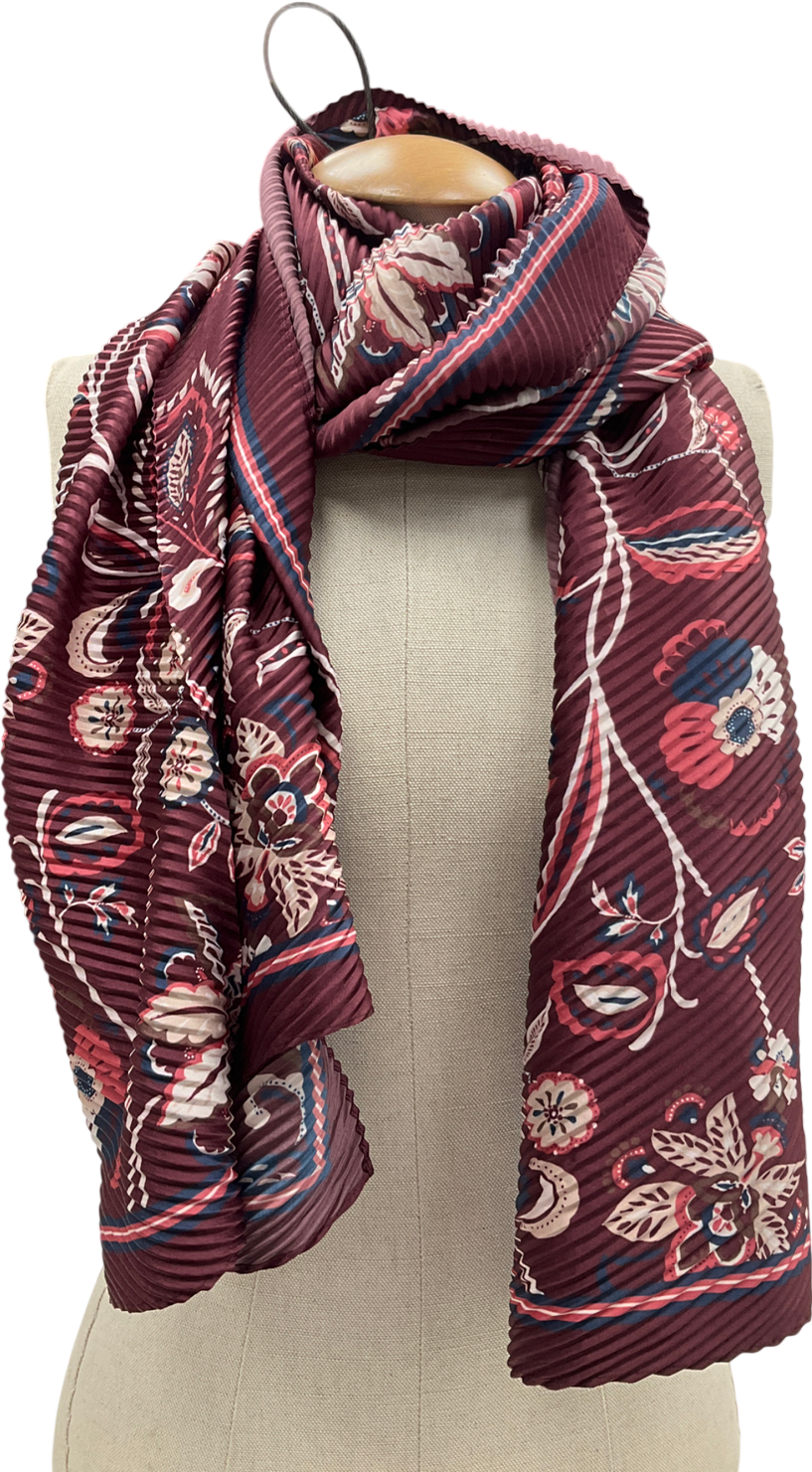 Red Plisse Printed Scarf One Size
