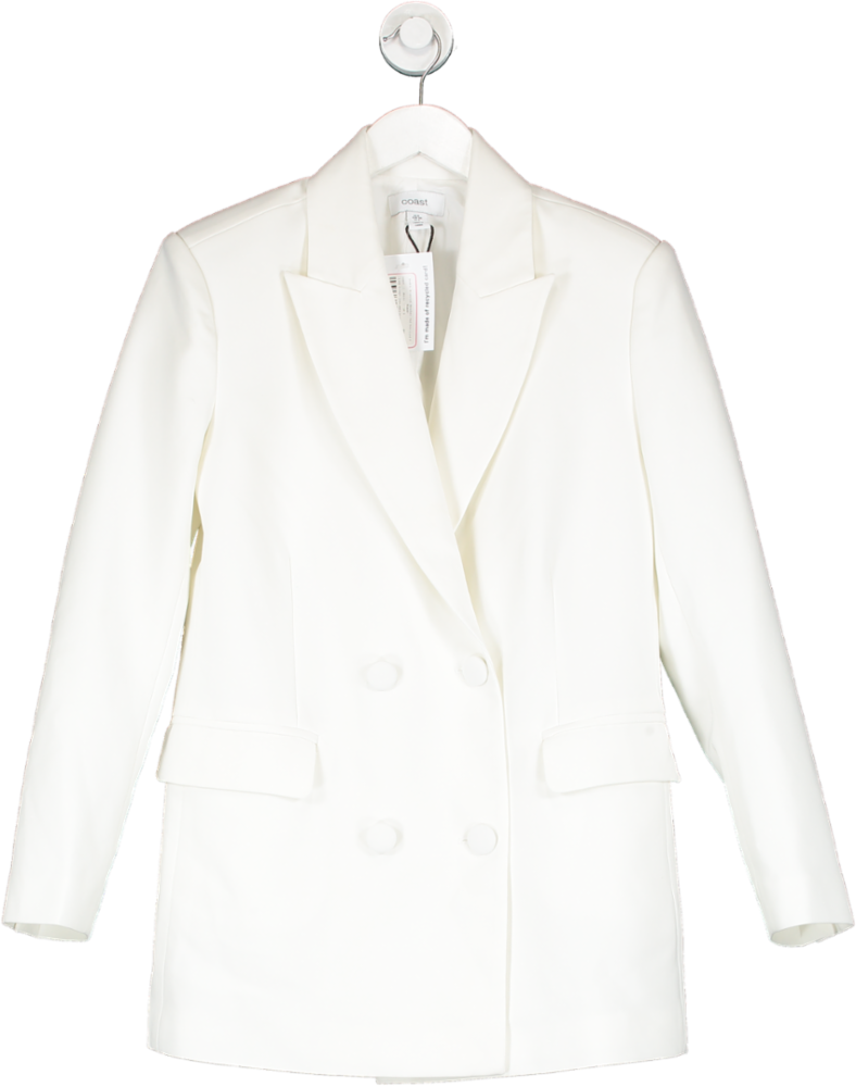 Coast White Double Breasted Shoulder Pad Oversized Blazer UK 8