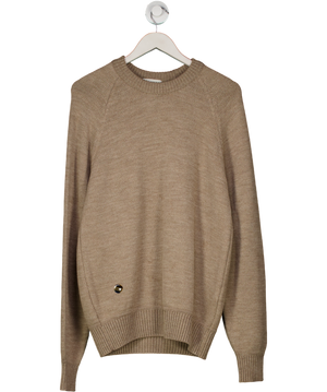 Sheep Inc Ltd Beige 100% Finest Merino Wool Crew Neck Jumper UK M
