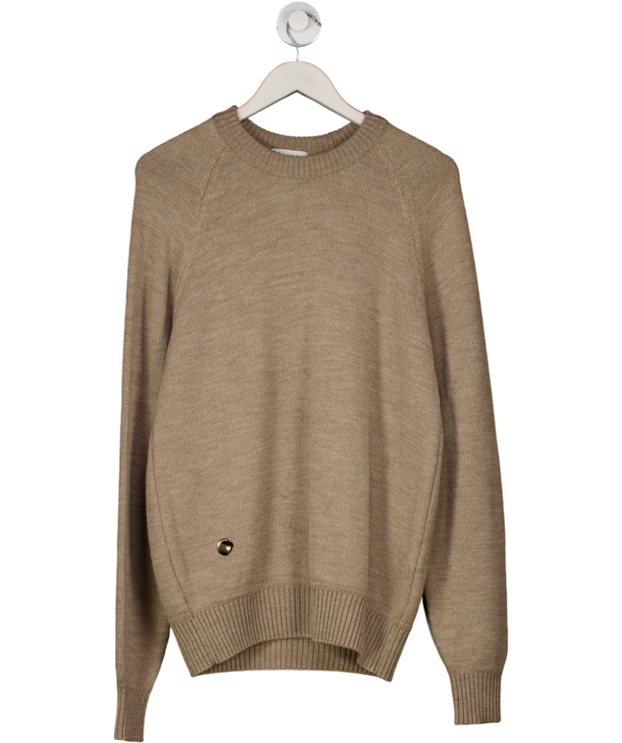 Sheep Inc Ltd Beige 100% Finest Merino Wool Crew Neck Jumper UK M
