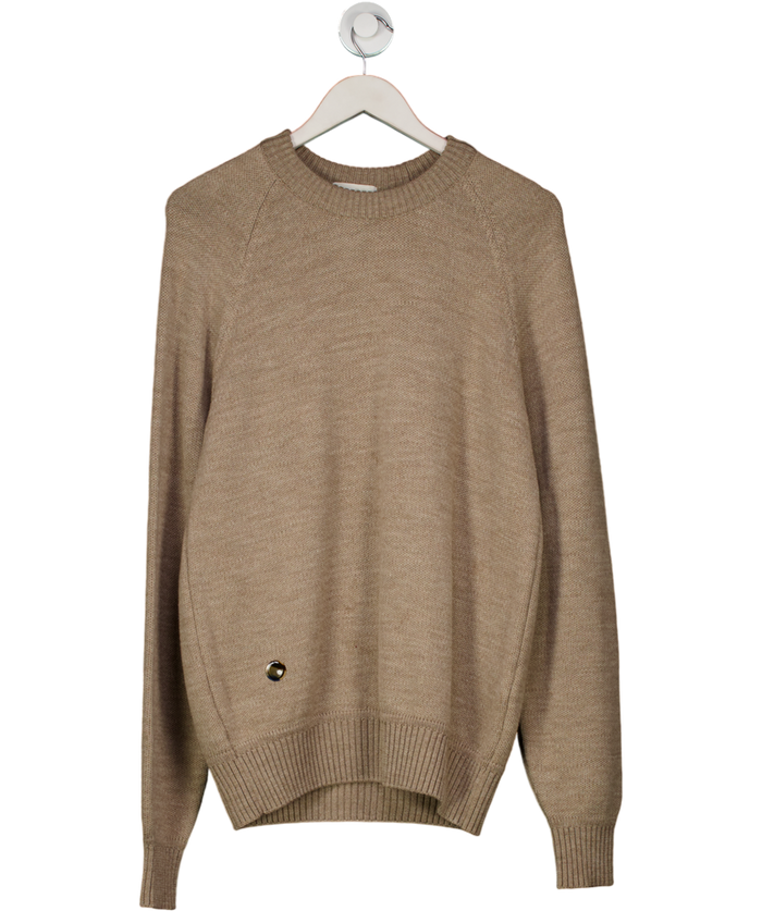 Sheep Inc Ltd Beige 100% Finest Merino Wool Crew Neck Jumper UK M